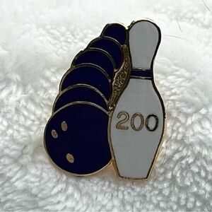 Gold and Blue Bowling Pin Brooch